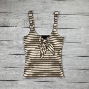 MINKPINK Striped Tank Top Blouse with Tie